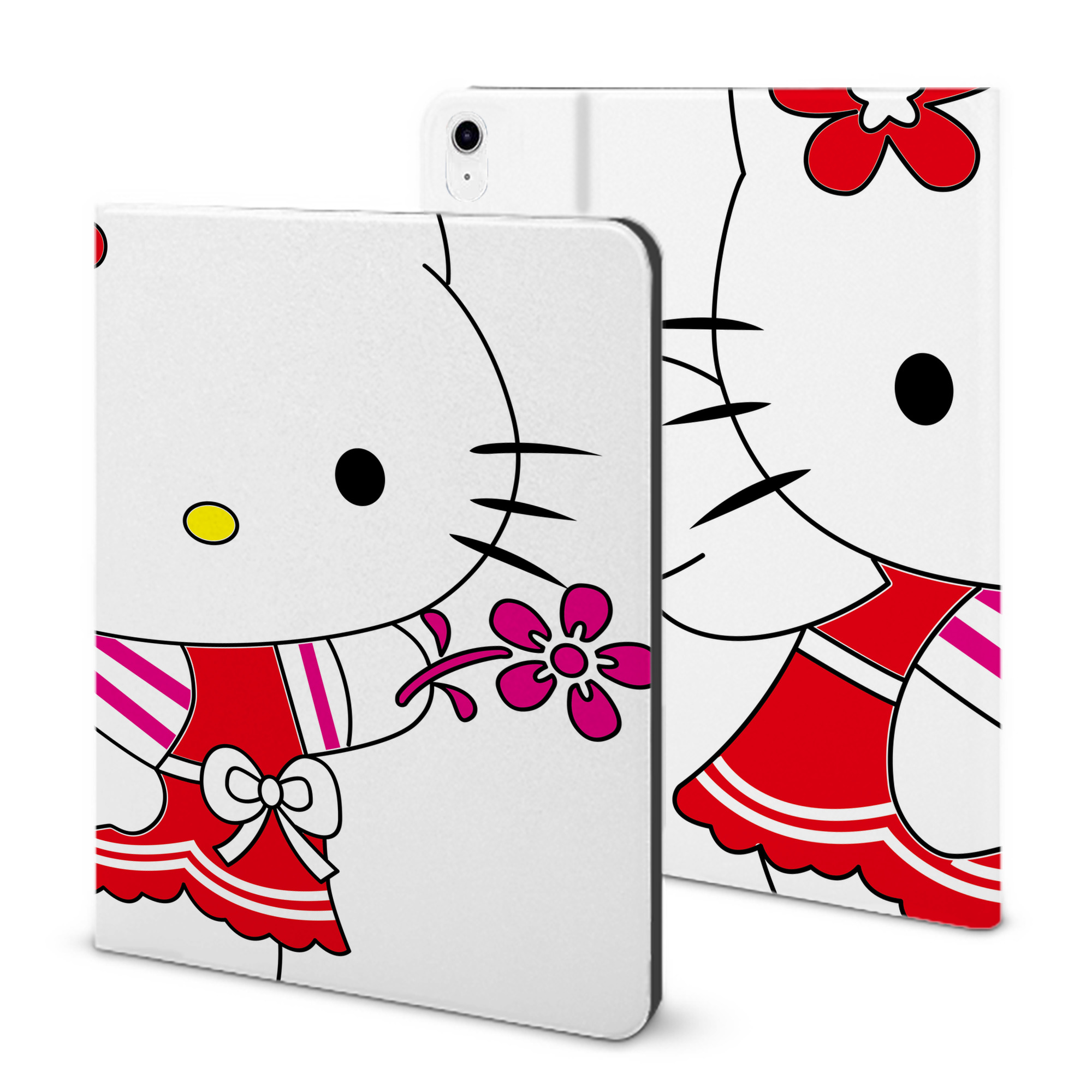 （画像用） Hello Kitty ハローキティ IPad ケース ブック型 PUレザー TPU 耐衝撃 軽量 薄型 ペン収納なし 全面保護 IPad 各モデル対応